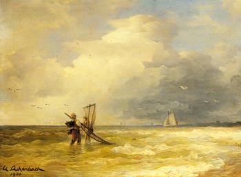 Andreas Achenbach : Fishing Along the Shore